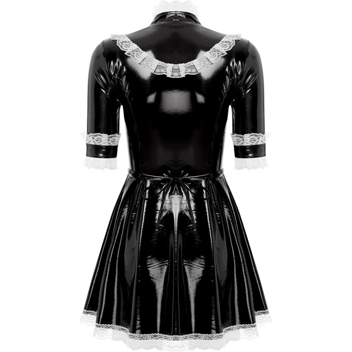 Костюм покоївки Freebily: чорне мереживо, шкіра, мереживний фартух, костюм для карнавалу та Хелловін (XXL)