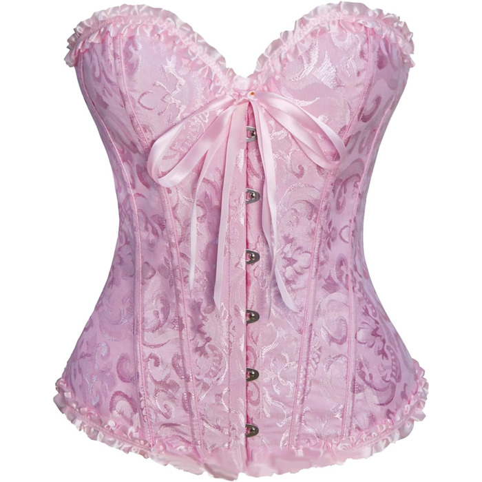 Корсет жіночий сексуальний, бюстгальтер мереживний великі розміри, шнурівка корсаж чорний, великі розміри, шнурівка корсаж, корсет повномірний, корсет для плаття, корсет пластиковий без кісточок, рожевий XXL