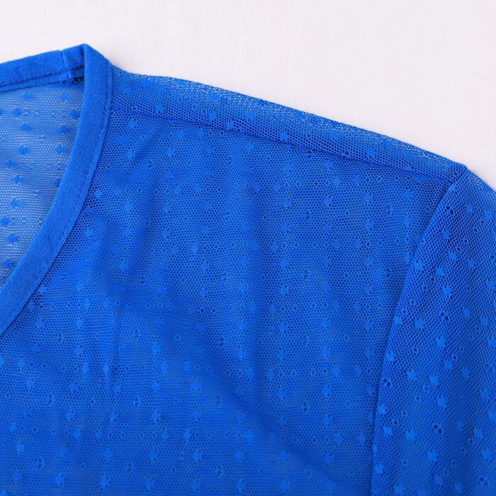 Чоловіча футболка з сіткою, короткий рукав, спортивна сітчаста сорочка для м'язової фігури, блакитна