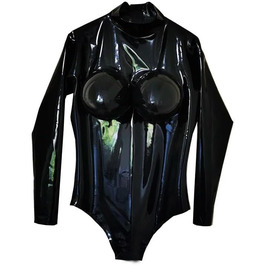 Чоловічий латексний комбінезон з блискавкою на спині GAYLOP, чорний, ручної роботи, розмір M