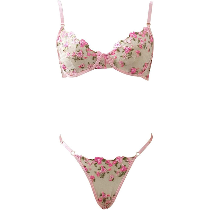 Сексуальна спідниця-халтер та бюстгальтер для жінок WILLBET, комплект нижньої білизни з відкритим промежиною, чорний (Рожевий #7, L)