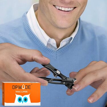 Професійний кусачки для нігтів на ногах DRMODE з контейнером для збору стріжок, сталеві великі щипці для товстих нігтів з вигнутим лезом, 2025 Upgrade