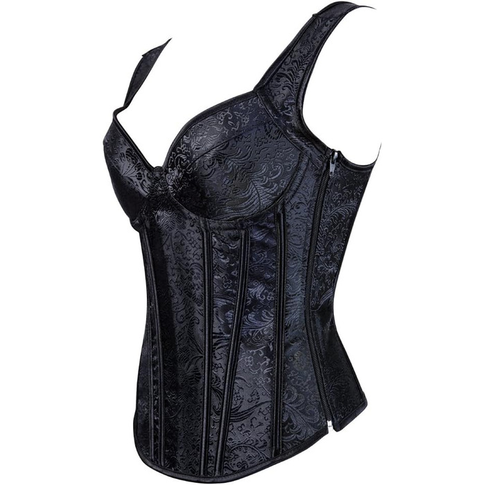 Корсет жіночий Grebrafan з квітковим принтом, повний бюст, ретро, чорний