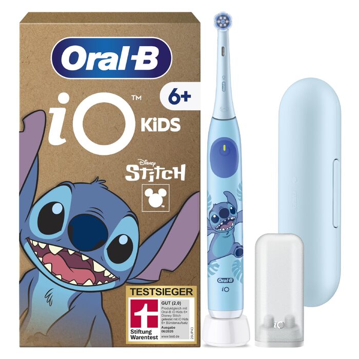 Електрична зубна щітка для дітей Oral-B iO Series 2 Stitch Blue, 3 режими чищення, рожева, з дорожнім футляром та 1 насадкою