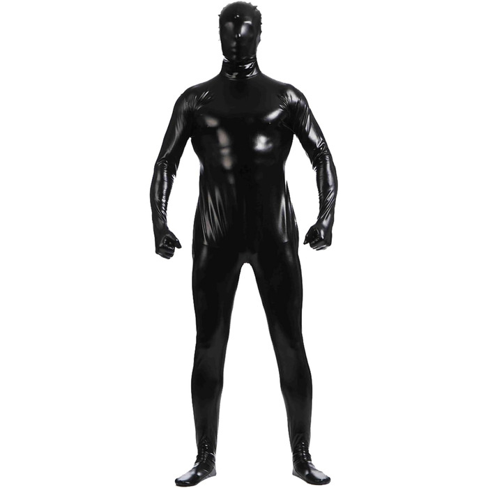 Чоловічий латексний комбінезон з блискавкою, повсякденний костюм для клубу, Хелловін, сцени (чорний, XXL)