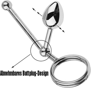 Анальний гачок з кільцями для яєчок, металевий, для БДСМ, з кільцем для статевого члена, з анальним штекером, для чоловіків, S+M+L