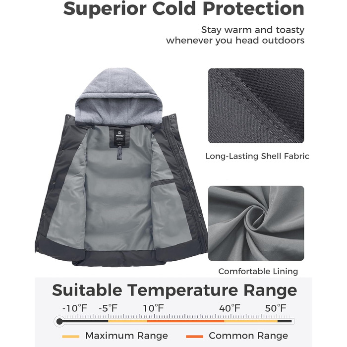 Чоловічий зимовий жилет Wantdo Outdoor з капюшоном, стібаний, сірий (розмір M)
