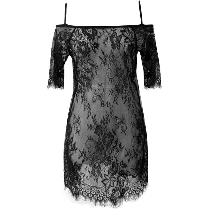 Жіночий сексуальний комплект білизни Babydoll з мереживом, бюстгальтер Push Up, мереживна нічна сорочка, комплект XXL, чорний (A3-3XL)