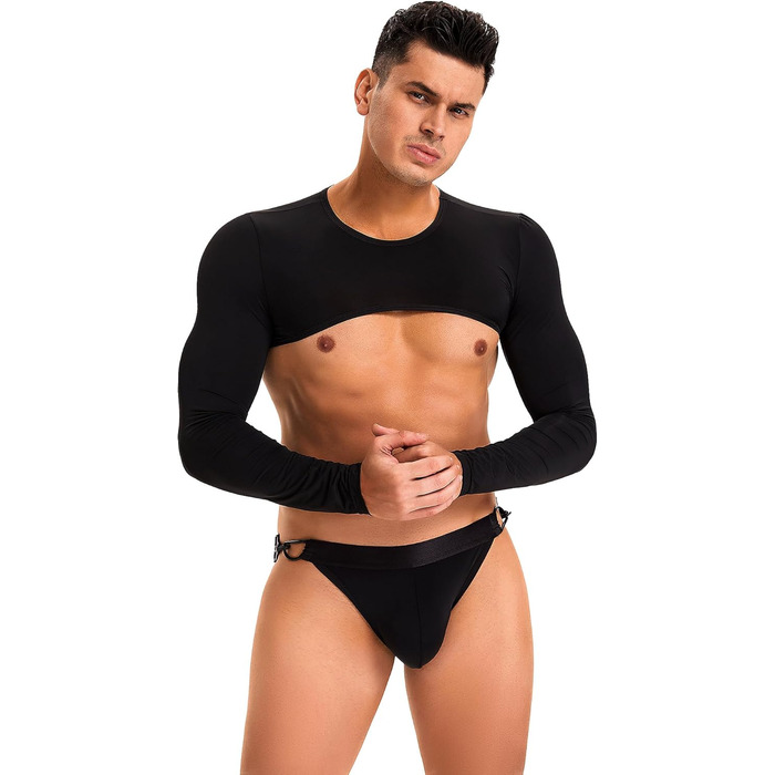 Костюм для чоловіків Ohmydear: сексуальна спідниця з довгим рукавом з шовку та шорти, чорний, XL