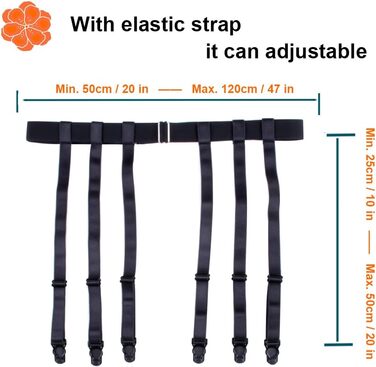 Чорний корсетний ремінь Aneliya Simplicity з металевими кліпсами для панчіх (6 ремінців)