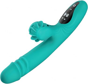 Вібратор для жінок з 9 функціями, нагріванням та стимуляцією G-точки (Rabbit) - зелений