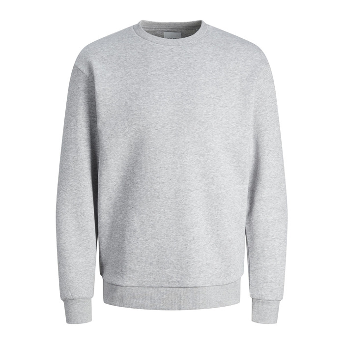 Чоловічий світшот JACK & JONES однотонний, світло-сірий меланж, розмір M