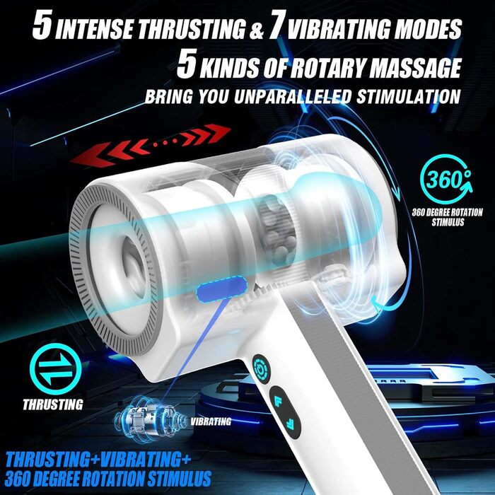 Електричний масажер для чоловіків ChicLSQ Vibrierender Masturbator – для стимуляції та розслаблення, 5 телескопічних та 7 режимів вібрації, автоматичний, з ручкою