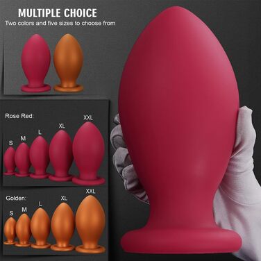 Анальний плагін JFRong з силікону, 5 розмірів, з присоскою, для анального та вагінального використання, стимулятор G-точки, масаж простати, анальні іграшки для дорослих (Golden-L)
