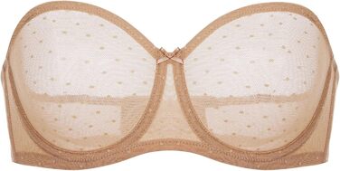 Бюстгальтер жіночий без бретелек Dobleva, мереживний, без кісточок, прозорий, для великої груди, білий (90D, натуральний)