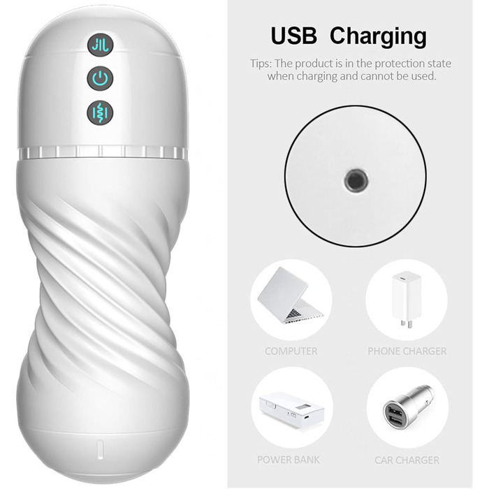 Електричний масажер для чоловіків з 10 режимами вібрації та 10 режимами всмоктування. Масажер для статевого члена з 3D силікону. Іграшка для дорослих