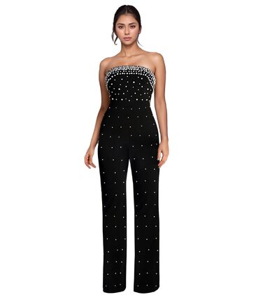 Жіночий ромпер з стразами Nagfar - сексуальний комбінезон для вечірнього виходу, коктейльної вечірки, клубу (D53 Schwarz, XL)