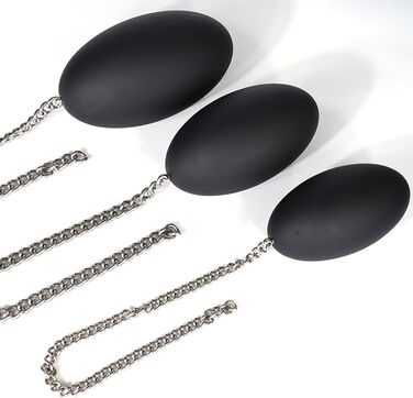 Анальний плаг з нержавіючої сталі з ланцюжком, анальний м'яч, кулі для ануса, великі овальні анальні плаги, анальні кулі трьох розмірів, анальний дилататор з великим анальним м'ячем. Іграшки для дорослих для чоловіків та жінок (M)