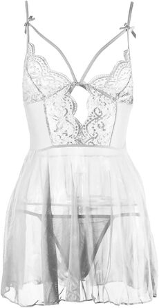 Жіноча сексуальна білизна: мереживний babydoll з V-подібним вирізом та G-string. Ідеальна нічна сорочка для свята Святого Валентина. Розмір M