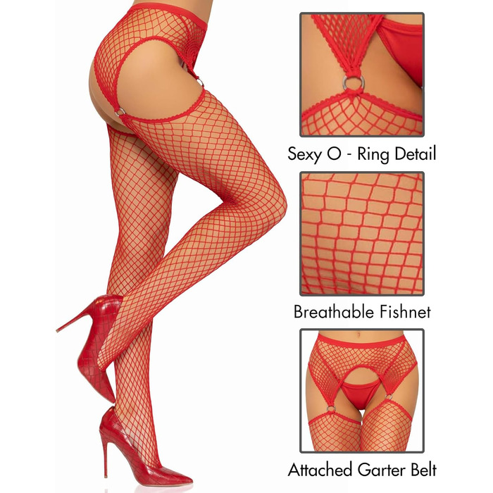 Сет мереживних панчіх з пришитим поясом Leg Avenue (універсальний розмір, багато кольорів)