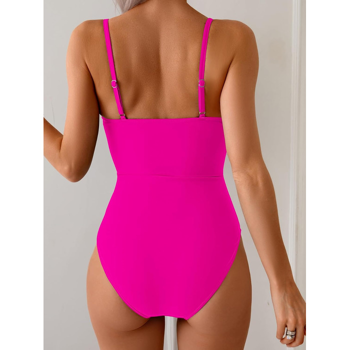 Жіночий купальник Eomenie суцільний, з вирізом, рожевий (Hot Pink), розмір M
