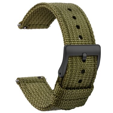 Нейлоновий ремінець для годинника TStrap 18мм в стилі NATO, військовий текстильний браслет із швидким випуском, колір Зелений/Чорна пряжка, універсальний для чоловіків та жінок