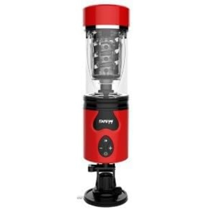 Електричний мастурбатор для чоловіків з ротаційним механізмом та 10 режимами вібрації, телескопічний, реалістичний, червоний