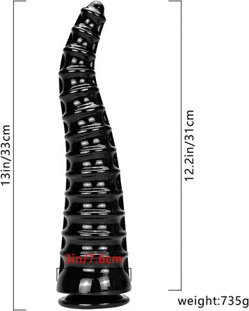 Анальний плагін YXBLV Extra Large 33см з присоскою для масажу G-точки та простати. Іграшка для дорослих, чорний.