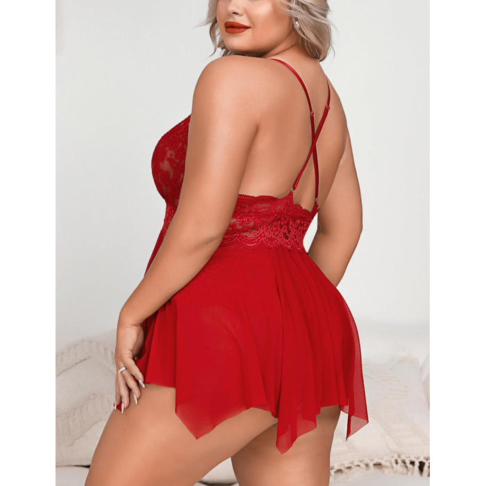 Квіткова нічна сорочка-боді Aranmei для жінок великих розмірів, червона, XXL