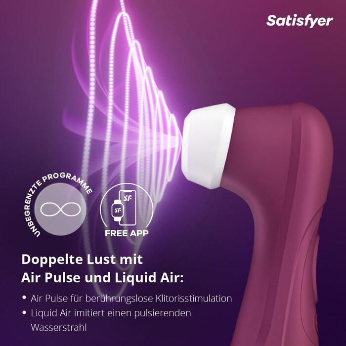 Вібратор Satisfyer Pro 2 Gen 3 з підключенням через APP | Технологія Liquid-Air | Тихий, потужний, стимулює клітор | Вібратор-імпульс з вібрацією | Іграшка для дорослих, подарунок для жінок | Д*ildo бордовий