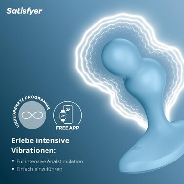 Анальні вібратори Satisfyer Deep Diver Connect App Bluetooth | З керуванням через додаток | Силікон | Водонепроникний IPX7 | Масаж простати для чоловіків та жінок | Компактний та дискретний | З вібрацією | Колір: Синій, Одиничний розмір