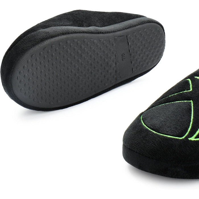 Чоловічі капці Xbox Slip-On з ігровим логотипом, чорний велюр з хутряною підкладкою та гумовою підошвою, розмір 43/44.5 EU