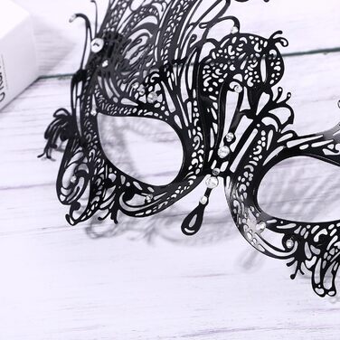 Набір з 3 венеціанських масок для жінок JewelryWe: металеві маски з стразами для карнавалу, Хелловіну, маскараду, з держателем