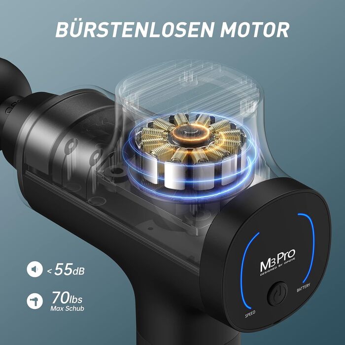 Перкусійний масажер OPOVE M3 Pro 2 Massage Gun з LED-дисплеєм, 2500 об/хв, для зняття м'язового болю, чорний