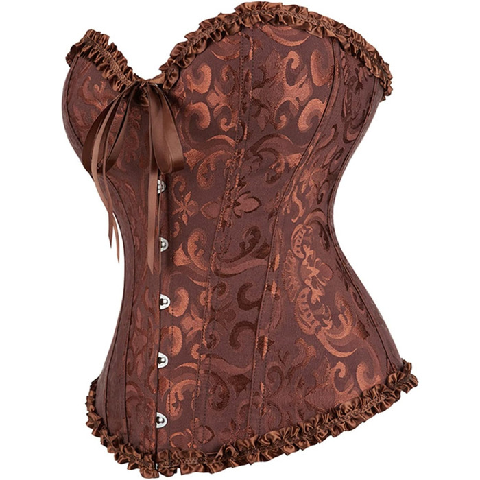 Корсет Daen Korsett для корекції фігури, бюстгальтер-корсеть, готичний стиль, шнурівка, бюстгальтер (Коричневий, S)