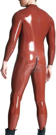 Комбінезон з латексу для чоловіків TIANXIAOQWE, темно-червоний, з блискавкою в паху, розмір XXL