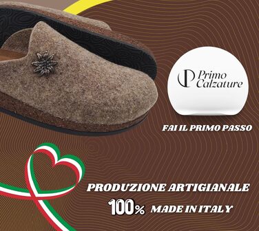 Зимові домашні капці Alpine Clogs з вареної вовни, теплі тірольські пантолети унісекс, 100% Made in Italy, колір Taupe, розмір 46 EU