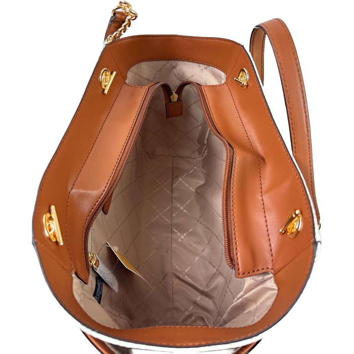 Жіноча сумка-шопер Michael Kors Jet Set Large Tote з кнопним кишенею, колір Vanille