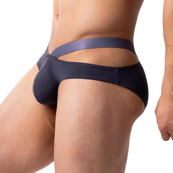 Сліп YUFEIDA для чоловіків: сексуальний дизайн, дихаючий матеріал, низька посадка, спортивний, для занять спортом та фітнесом, XXL (темний сірий)