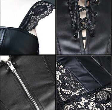 Корсетне плаття KUOSE з екошкіри для повних фігур, чорне, розмір 36-38