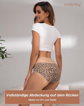 Труси жіночі INNERSY бавовна стрейч, висока талія, 5 шт. в упаковці (S), Leopard/Чорний/Коричневий/Відтінок шкіри