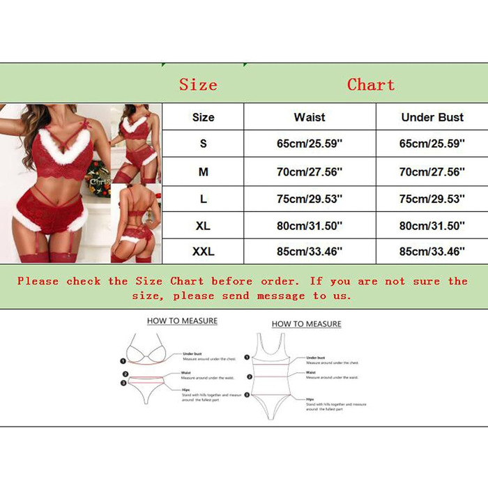Сексуальна жіноча нічна сорочка та комплект спідньої білизни з мереживом для святкування Різдва та Дня святого Валентина, універсальний розмір (158-lichav-i-rot, S)