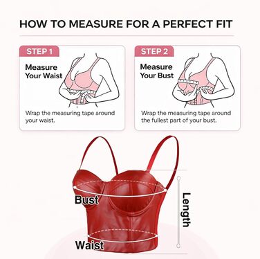 Топ-корсет ELLACCI PU Leder з Push Up для жінок, готичний стиль, чорний/червоний, XL