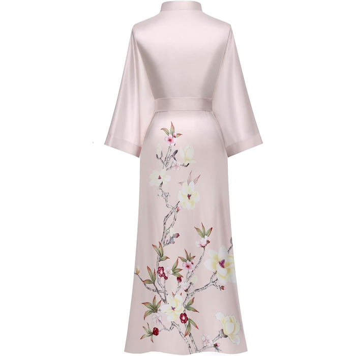 Жіночий шовковий халат-кімоно Moreone з квітковим принтом, довгий, нічна сорочка, атласний халат для нареченої та подружок нареченої (рожевий)
