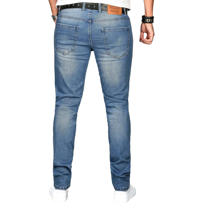 Чоловічі джинси Slim Fit ALESSANDRO SALVARINI з еластичним денімом, Washed, сині (34W / 32L)