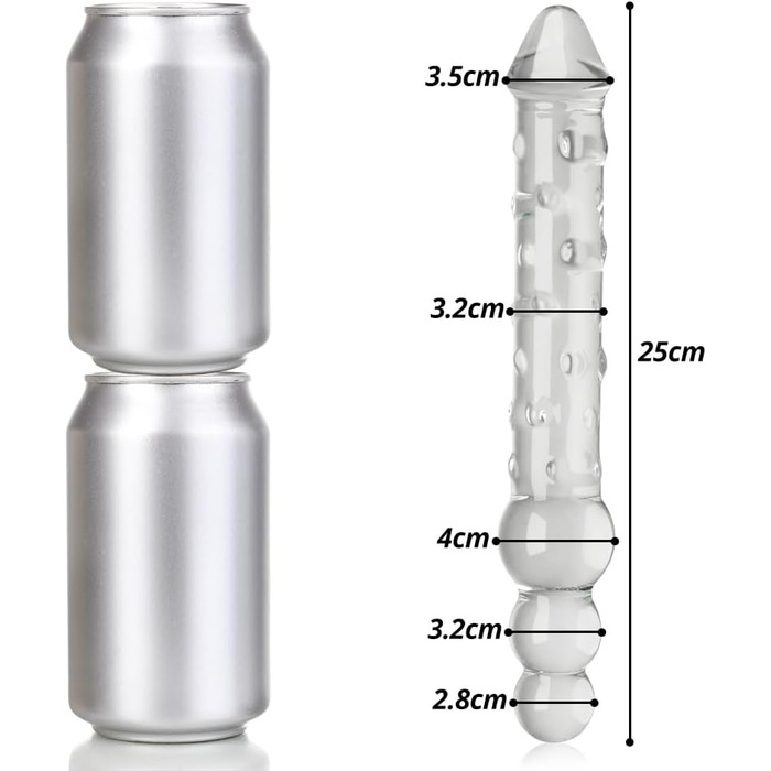 Скляний дилда SXOVO 29,5 см з частинками, анальні кульки, для масажу G-точки та простати, секс-іграшка для пар