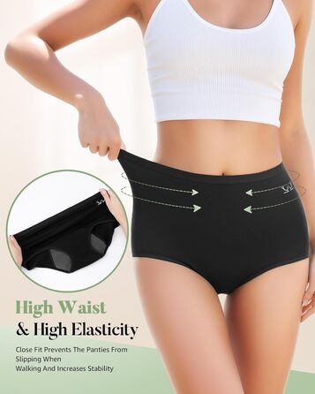 Труси для менструації TANSTC з бавовни, 3 шт. (Чорний, 3XL) - для сильної кровотечі, висока талія