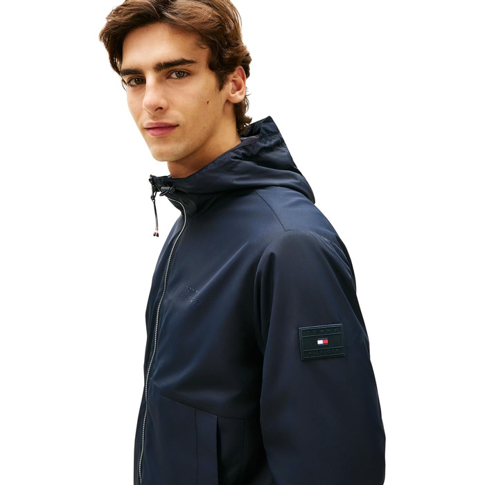 Чоловіча вітрівка Tommy Hilfiger з капюшоном, спортивна куртка (XS, Blue Desert Sky)