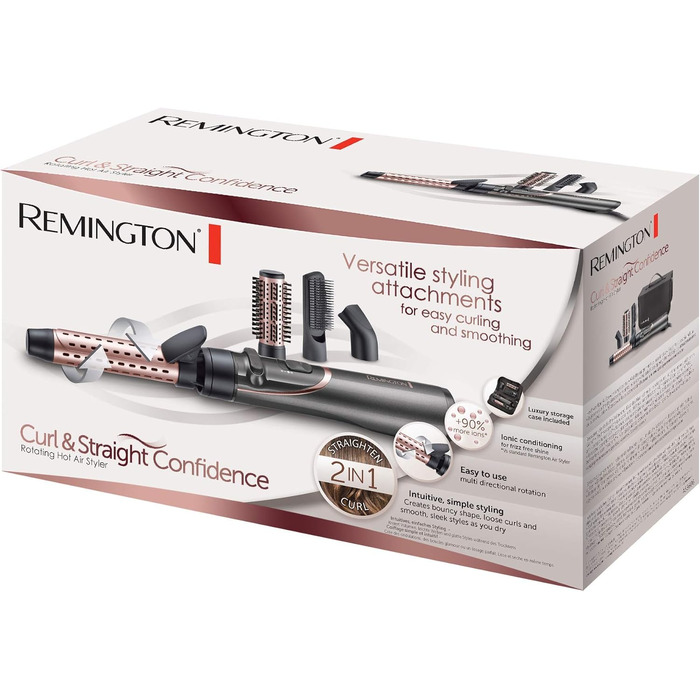 Фен-щітка для волосся Remington Curl-Straight D5707 з іонізацією, 2200 Вт, набір для завивки та випрямлення (дифузор, концентrator, кругла щітка 45мм)