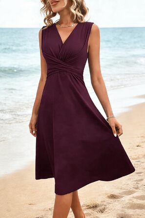 Елегантна сукня-сарафан Soerkleid Daen з V-подібним вирізом та запахом, вечірня сукня для весілля та свят, фіолетова (XXL)